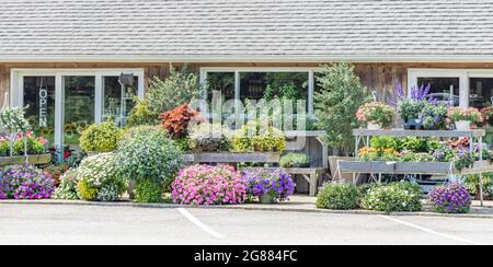 Vor einem Gartencenter in Water Mill, NY Stockfoto