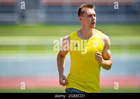 Der Belgier Julien Watrin, aufgenommen während eines Trainings zur Vorbereitung der Olympischen Spiele 2020 in Tokio am Sonntag, 18. Juli 2021, in Mito, Japan. Das S Stockfoto