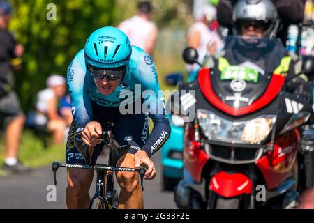 20. Etappe der Tour de France: 30.8 km Zeitfahren zwischen Libourne und Saint Emilion. 17. Juli 2021. Foto von Denis Prezat/Avenir Picture/ABACAPRESS.COM Stockfoto