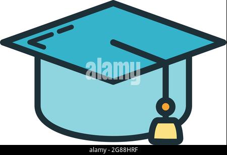 Graduate hat Symbol, Bildungseinrichtung Prozess, zurück zur Schule skizzieren flache Vektor-Illustration, isoliert auf weiß. Konzept liefert Symbol, Kommu Stock Vektor