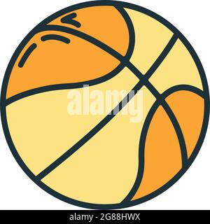 Basketball Ball Sport Ausrüstung Symbol, Bildungseinrichtung Prozess, zurück zur Schule skizzieren flache Vektor-Illustration, isoliert auf weiß. Konzeptunterstützung Stock Vektor