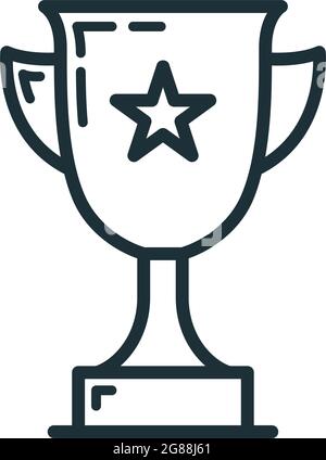 Erster Platz goldene Tasse mit Stern-Symbol, Bildungseinrichtung Prozess Schule, skizzieren flache Vektor-Illustration, isoliert auf weiß. Konzept zurück zu sc Stock Vektor