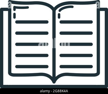 Lehrbuch Schulbuch Symbol, Bildungseinrichtung Prozess Schule, skizzieren flache Vektor-Illustration, isoliert auf weiß. Symbol für Bürobedarf, Konzept Stock Vektor