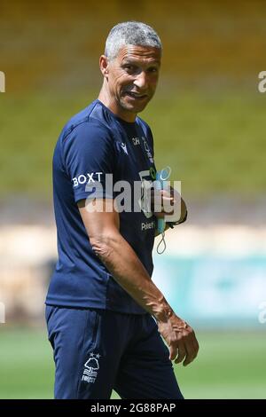 BURSLEM, GROSSBRITANNIEN. 17. JULI Nottingham Forest Manager, Chris Hughton während des Vorsaison-Freundschaftsspiel zwischen Port Vale und Nottingham Forest im Vale Park, Burslem am Samstag, 17. Juli 2021. (Kredit: Jon Hobley | MI News) Kredit: MI Nachrichten & Sport /Alamy Live News Stockfoto