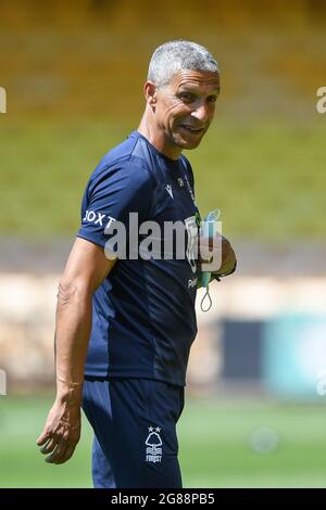 BURSLEM, GROSSBRITANNIEN. 17. JULI Nottingham Forest Manager, Chris Hughton während des Vorsaison-Freundschaftsspiel zwischen Port Vale und Nottingham Forest im Vale Park, Burslem am Samstag, 17. Juli 2021. (Kredit: Jon Hobley | MI News) Kredit: MI Nachrichten & Sport /Alamy Live News Stockfoto