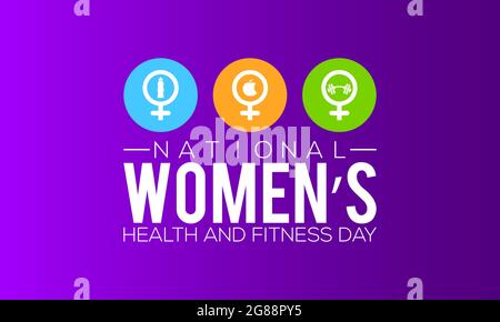 Nationale Frauen Gesundheit und Fitness Tag Banner, Poster, Karte, Hintergrund-Design. Stock Vektor