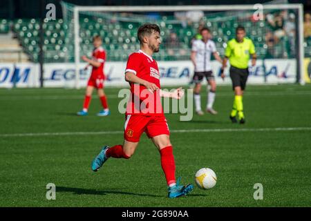 Oswestry, England 13. Juli 2021. UEFA Europa Conference League Erstes Qualifikationsspiel zwischen Newtown AFC und Dundalk. Stockfoto