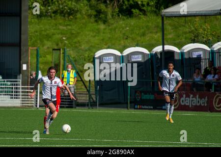 Oswestry, England 13. Juli 2021. UEFA Europa Conference League Erstes Qualifikationsspiel zwischen Newtown AFC und Dundalk. Stockfoto