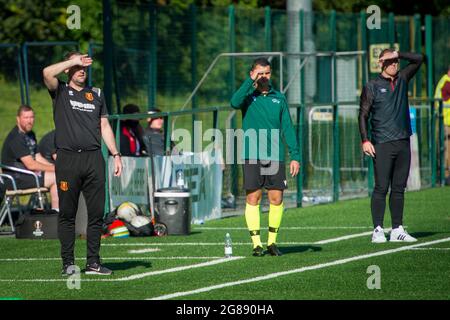 Oswestry, England 13. Juli 2021. UEFA Europa Conference League Erstes Qualifikationsspiel zwischen Newtown AFC und Dundalk. Stockfoto