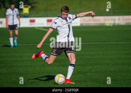 Oswestry, England 13. Juli 2021. UEFA Europa Conference League Erstes Qualifikationsspiel zwischen Newtown AFC und Dundalk. Stockfoto