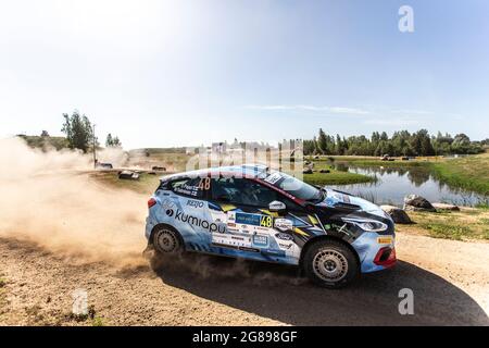 48 Pajari Sami (FIN), Salminen Marko (FIN), Ford Fiesta Rally4, Aktion während der Rallye Estland, 7. Runde der FIA WRC-Meisterschaft 2021 vom 15. Bis 18. Juli in Tartu, Kreis Tartu in Estland - Foto Nikos Katikis / DPPI Stockfoto