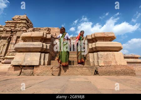 Pattadakal, Karnataka, Indien - 11. Januar 2020 : der Sangameshwar-Tempel im Pattadakal-Tempelkomplex, der aus dem 7.-8. Jahrhundert, dem frühen Chalu, stammt Stockfoto