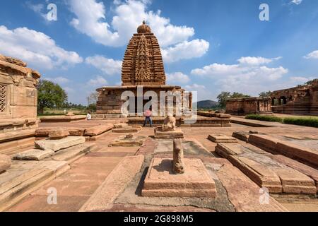 Pattadakal, Karnataka, Indien - 11. Januar 2020 : der Galagnatha-Tempel im Pattadakal-Tempelkomplex aus dem 7.-8. Jahrhundert, dem frühen Chaluky Stockfoto