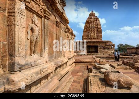 Pattadakal, Karnataka, Indien - 11. Januar 2020 : der Galagnatha-Tempel im Pattadakal-Tempelkomplex aus dem 7.-8. Jahrhundert, dem frühen Chaluky Stockfoto