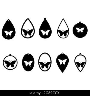 Schmetterling Ohrringe schneiden Dateien Vorlagen auf weißem Hintergrund. Schmetterling Schablone Schmuck. Stockfoto