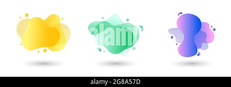 Eine Sammlung abstrakter moderner grafischer Elemente. Dynamische farbige Formen und Linien. Abstraktes Gradientenbanner mit fließender flüssiger Form. Stock Vektor