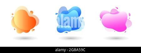 Eine Sammlung abstrakter moderner grafischer Elemente. Dynamische farbige Formen und Linien. Abstraktes Gradientenbanner mit fließender flüssiger Form. Stock Vektor