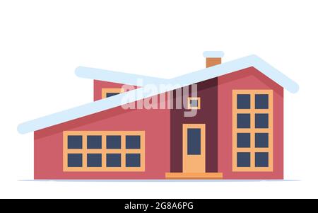 Großes Haus für Touristen. Chalet, Holzhaus, Öko-Haus. Vektorgrafik flach Stock Vektor