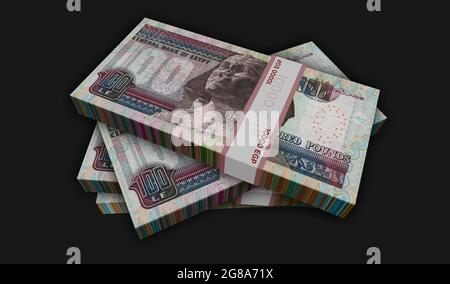 Ägyptische Pfund Geld Pack 3d-Illustration. Stapel von EGP-Banknoten. Konzept von Finanzen, Bargeld, Wirtschaftskrise, Unternehmenserfolg, Rezession, bank, Ta Stockfoto