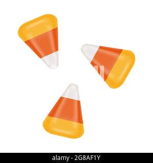 Drei Zuckerwangen isoliert auf weißem Hintergrund. Halloween süße Leckerbissen. Beliebteste Herbstkonfekt in den USA. Vektorgrafik Cartoon-Illustration. Stock Vektor