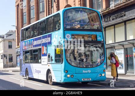 Erster Doppeldeckerbus in Glasgow, Hope Street, Glasgow City, Schottland, Vereinigtes Königreich Stockfoto