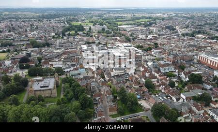 Colchester Essex UK, Luftbild im Stadtzentrum Stockfoto