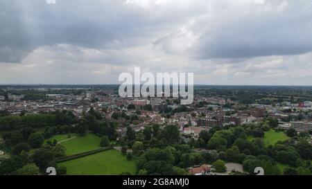 Colchester Essex UK, Luftbild im Stadtzentrum Stockfoto