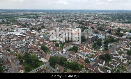 Colchester Essex UK, Luftbild im Stadtzentrum Stockfoto