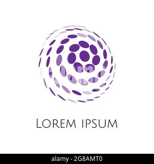 Abstrakter Vektor sphärische kreisförmige Form Logo von Elipsen wie ein Komet oder Fußball mit zufälliger Transparenz Stücke Stock Vektor