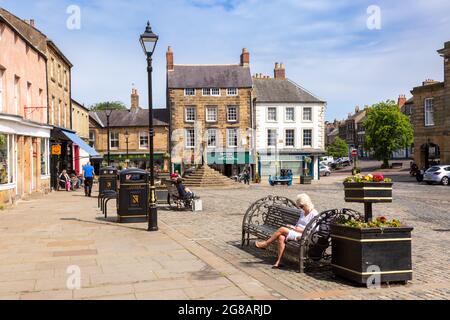 The Market Place, Alnwick, Northumberland, UK 2021 Stockfoto