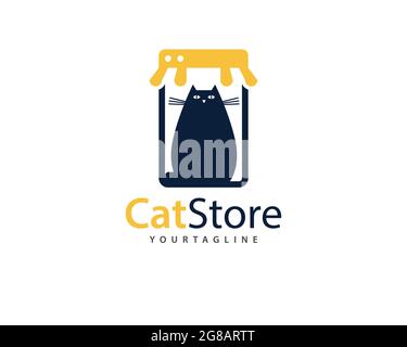 CatStore Marke für Katzen speichern und Haustiere Logo , kann für Katze und alle ähnlichen inländischen Katze Shop verwendet werden , voll geschichteten Vektor und einfach zu bearbeiten Stock Vektor