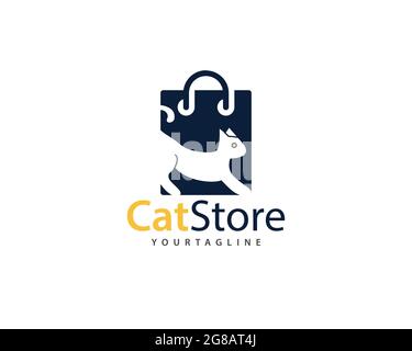 CatStore Marke für Katzen speichern und Haustiere Logo , kann für Katze und alle ähnlichen inländischen Katze Shop verwendet werden , voll geschichteten Vektor und einfach zu bearbeiten Stock Vektor