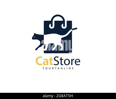 CatStore Marke für Katzen speichern und Haustiere Logo , kann für Katze und alle ähnlichen inländischen Katze Shop verwendet werden , voll geschichteten Vektor und einfach zu bearbeiten Stock Vektor