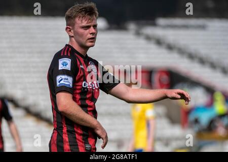 Dublin, Irland. Juli 2021. Conor Levingston von Bohemians während des SSE Airtricity Premier Division Spiels zwischen Bohemians FC und Longford Town im Dalymount Park in Dublin, Irland am 18. Juli 2021 (Foto: Andrew SURMA/SIPA USA). Quelle: SIPA USA/Alamy Live News Stockfoto