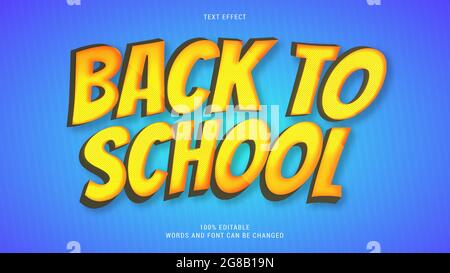 Back to School Text Effekt Illustration 100% editierbare Wörter und Schriftart können geändert werden Stock Vektor
