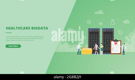 Healthcare bigdata medizinisches Konzept für Website Landung Homepage Vorlage Banner oder Folie Präsentation Abdeckung Vektor Illustration Stockfoto