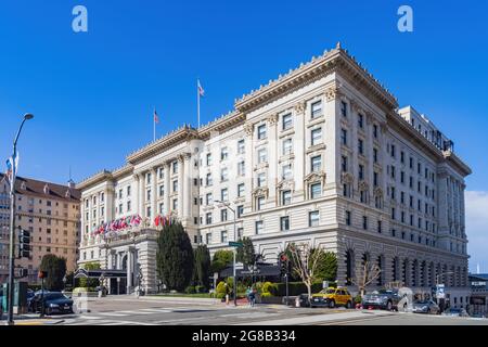 San Francisco, 20. MAI 2021 - Außenansicht des Hotel Fairmont San Francisco Stockfoto