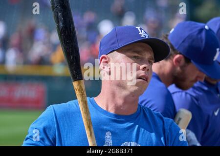 Denver CO, USA. Juli 2021. Los Angeles Catcher will Smith ((16) vor dem Spiel mit den Los Angeles Dodgers und den Colorado Rockies im Coors Field in Denver Co. David Seelig/Cal Sport Medi. Kredit: csm/Alamy Live Nachrichten Stockfoto