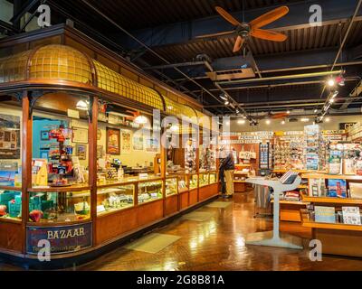 San Francisco, 22. MAI 2021 - Innenansicht des Cable Car Museums Stockfoto