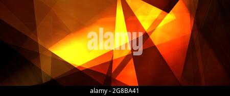 Abstrakter Hintergrund mit 3D-Illustration leuchten Polygon geometrische. Mehrfarbige abstrakte moderne Präsentation auf dunklem Hintergrund mit Kopierraum. 3D-Rend Stockfoto