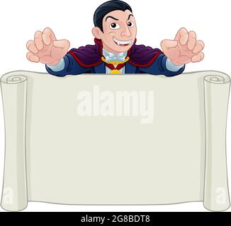 Dracula Halloween Vampir Cartoon Blättern Zeichen Stock Vektor