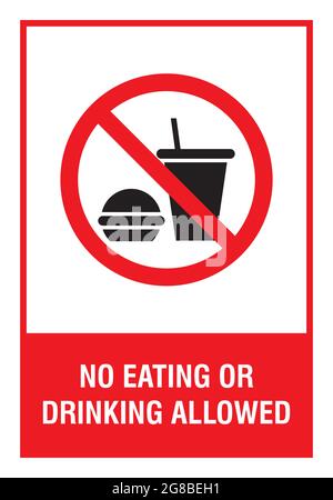 Kein Eat- oder Drink-Schild, Vektorgrafiken Stock Vektor