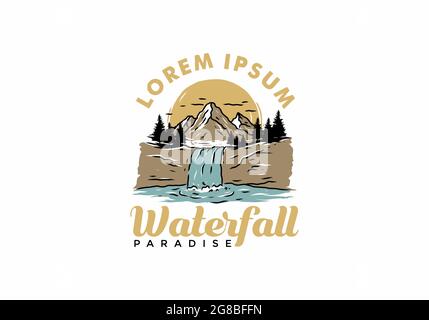 Bunte Illustration Zeichnung von Wasserfall-Design Stock Vektor