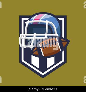 American Football Helm mit Ball. Sport-Konzeptkunst im Cartoon-Stil. Stock Vektor