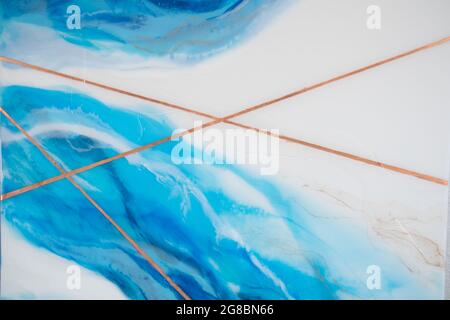 Makro-Foto von bunten abstrakten Epoxidharz Malerei. Anwendbar für Designcover, Geschäftsbericht, Einladung, Flyer, Präsentation, Verpackung, Poster Stockfoto