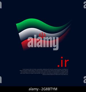 Iranische Flagge. Streifenfarben der iranischen Flagge auf dunklem Hintergrund. Vektor stilisiertes Design National Poster mit bei Domain, Platz für Text Stock Vektor