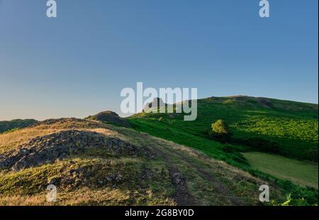 Der Weg hinauf zum Gaer Stone auf Hope Bowdler Hill, Church Stretton, Shropshire Stockfoto