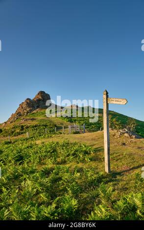 Der Weg hinauf zum Gaer Stone auf Hope Bowdler Hill, Church Stretton, Shropshire Stockfoto