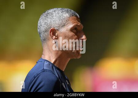 BURSLEM, GROSSBRITANNIEN. 17. JULI Nottingham Forest Manager, Chris Hughton während des Vorsaison-Freundschaftsspiel zwischen Port Vale und Nottingham Forest im Vale Park, Burslem am Samstag, 17. Juli 2021. (Kredit: Jon Hobley | MI News) Kredit: MI Nachrichten & Sport /Alamy Live News Stockfoto