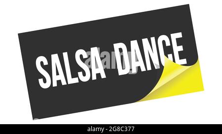 SALSA-TANZ-Text auf schwarz gelbem Sticker-Stempel geschrieben. Stockfoto